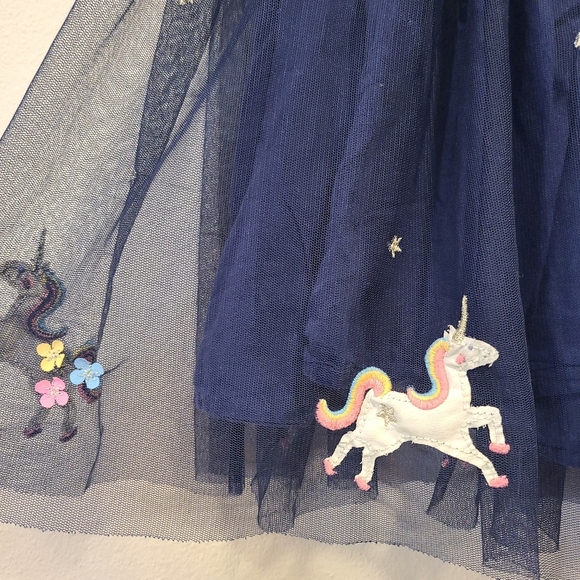 JoJo Maman Bebe Navy Embroidered Unicorn Dress - Picture 4 of 6